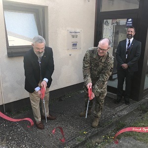 Philip R. von Streicher, Lt. Col. Nicholas and Tyler Jacobson at Kapaun Branch Grand Opening