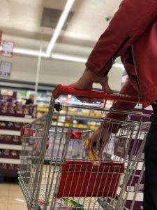 Shopping cart in German grocery store.