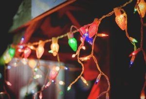 LED Christmas lights on home