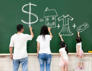 Family drawing on a chalkboard