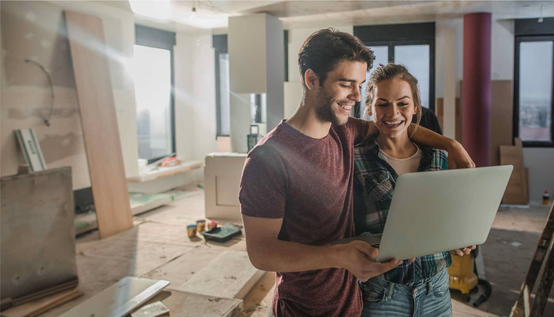 Couple doing construction to home