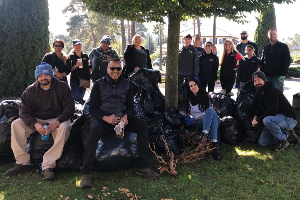 Volunteers raked leaves, pulled weeds and beautified the grounds at the Fisher House.