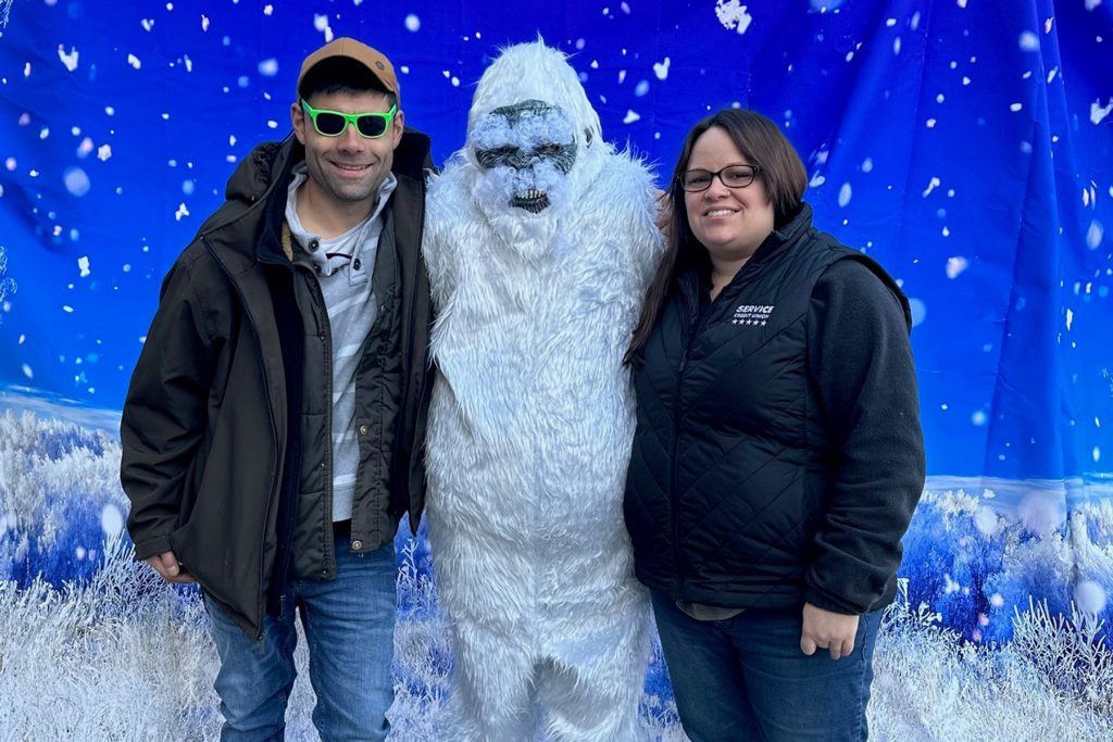 Service CU staff were excited to be at the Ice and Snow Festival, and meet the Yeti!