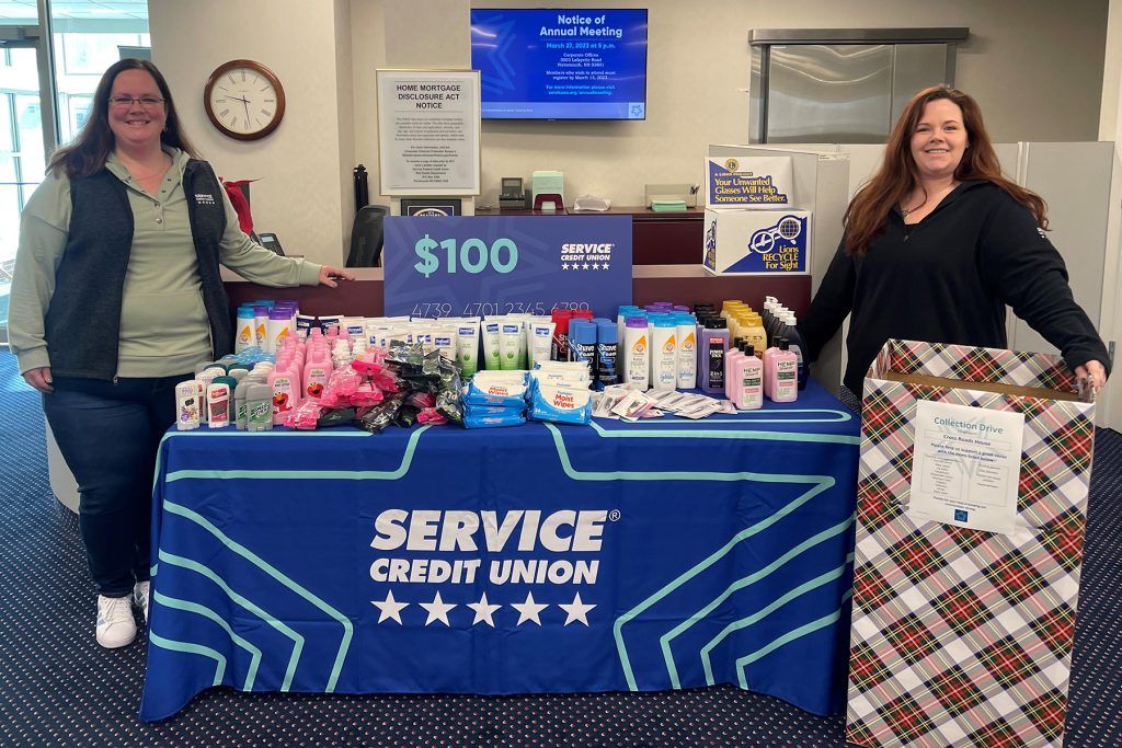 Service CU's Portsmouth branch collected items for Cross Roads House.