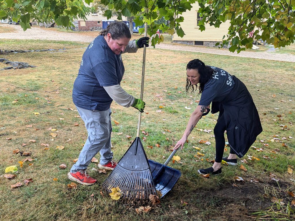 Service CU volunteers cleaned up the grounds at historic Strawbery Banke Museum during Day of Caring.