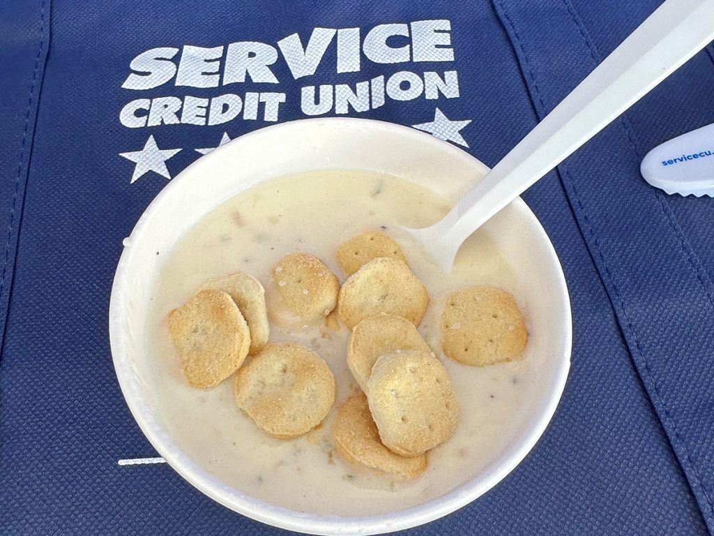 Service CU was at Seafood Festival with branded tote bags for attendees.