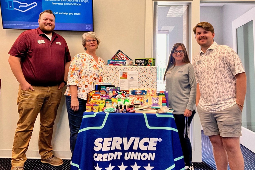 Service CU's Grand Forks branch held a collection drive to benefit the patients of Sanford Children's Hospital in North Dakota.