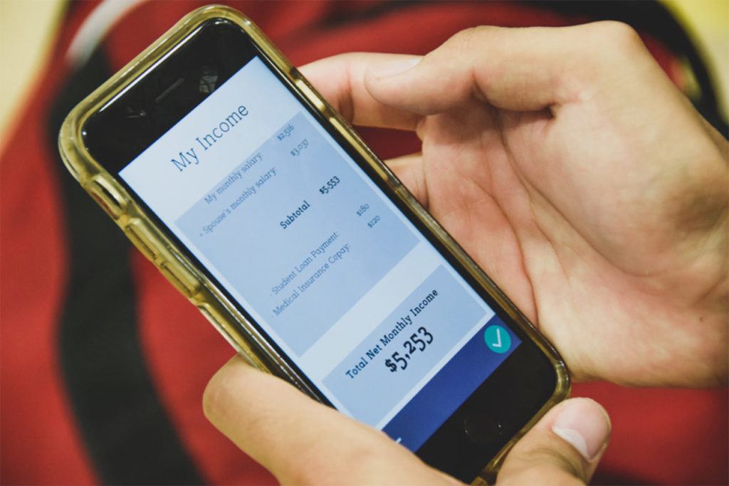 a cellphone with income details