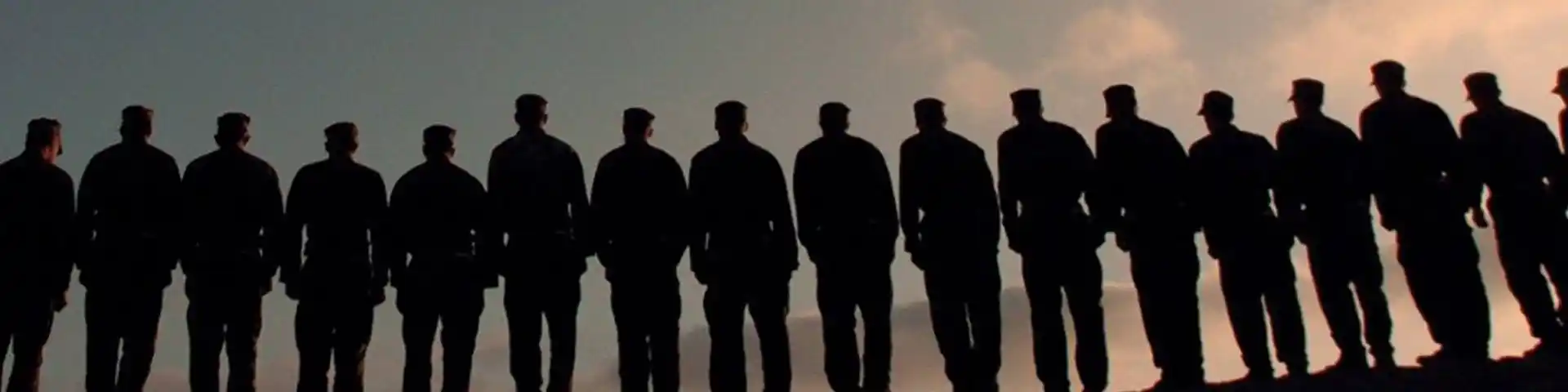 row of soldiers silhouettes