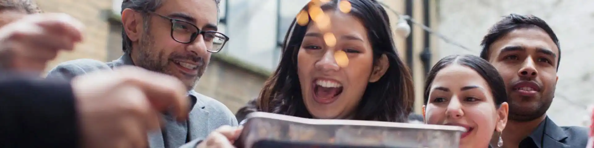family excited at a party