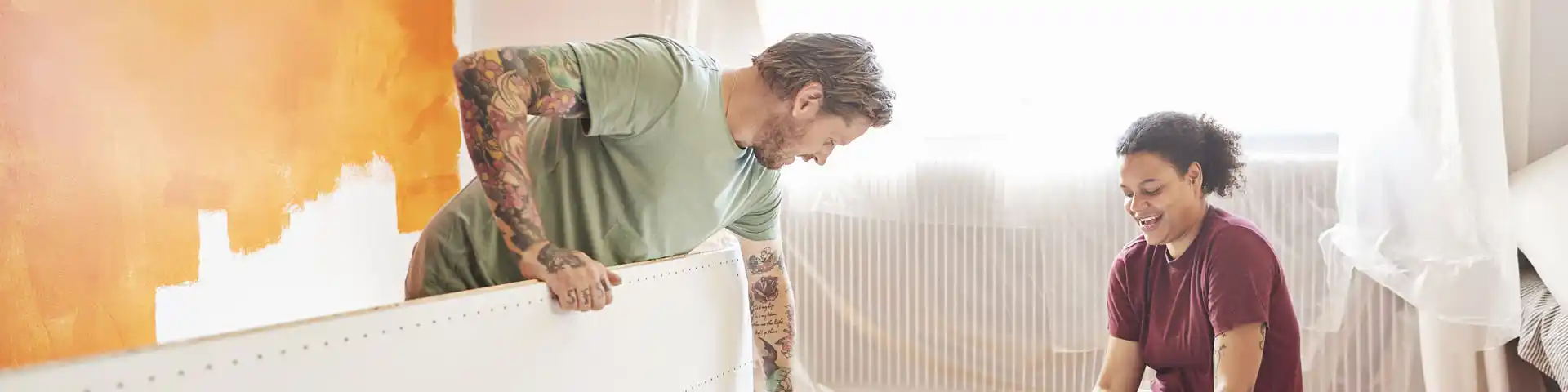 couple working on improvements to their home