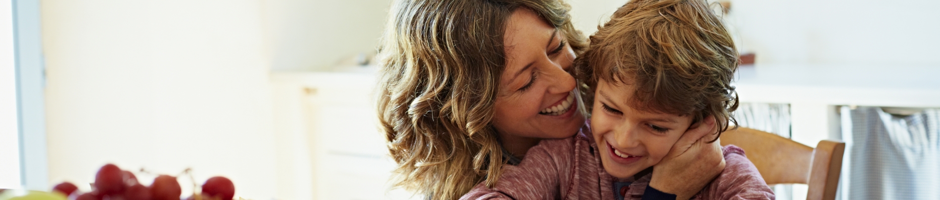 Woman and child smiling