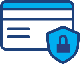 Credit card and a lock and shield