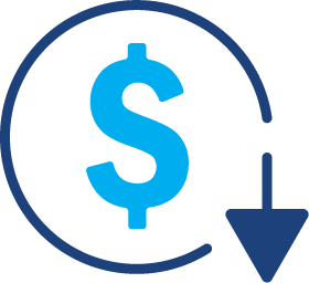 dollar sign with a circling arrow pointing down